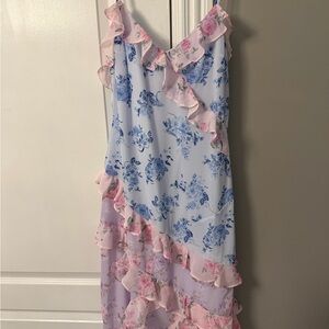 Altar'd State Blue and Pink Floral Maxi Dress